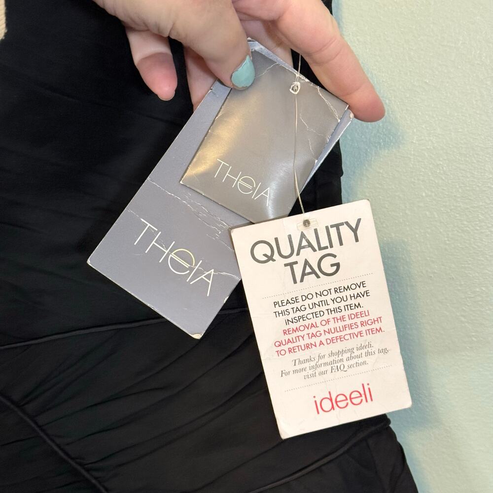 Theia Silk Sheath Dress 8 Black Mini Strapless Cocktail Party Glam NWT $450 MSRP - Picture 10 of 11